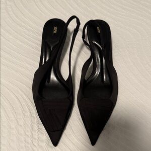 Zara Elegant Black Slingback Heels